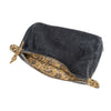 Block Print Lined Velvet Pouch - Blue Graphite