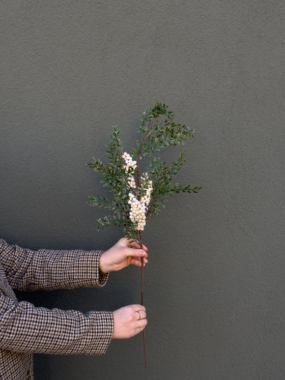 32" White & Green Berry Branch
