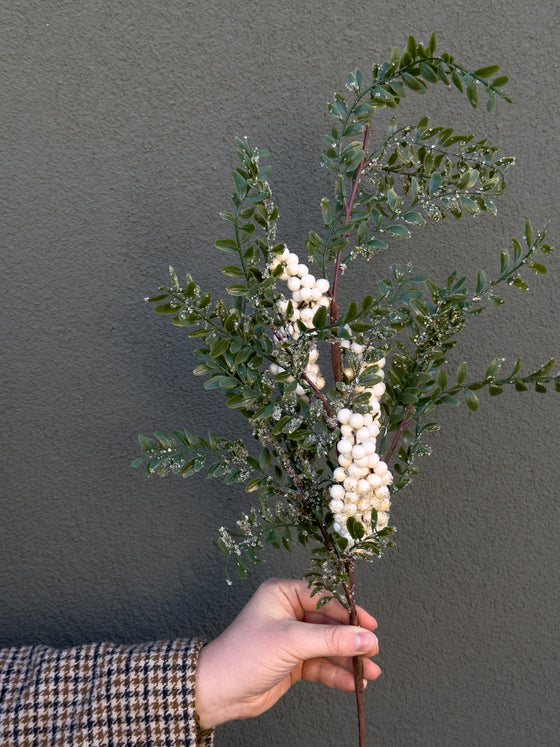 32" White & Green Berry Branch