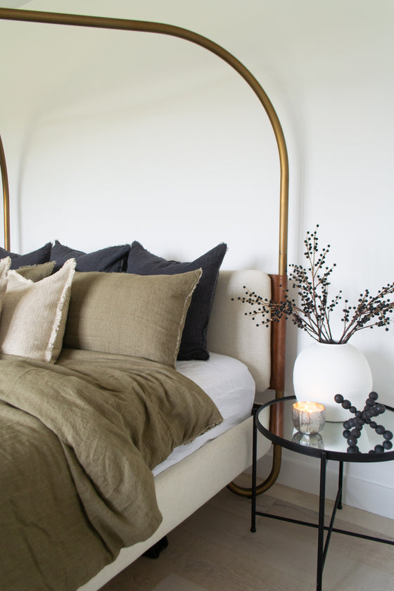 Lina Linen King Duvet Cover Set - Mink