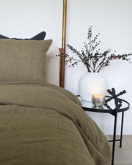 Lina Linen King Duvet Cover Set - Mink