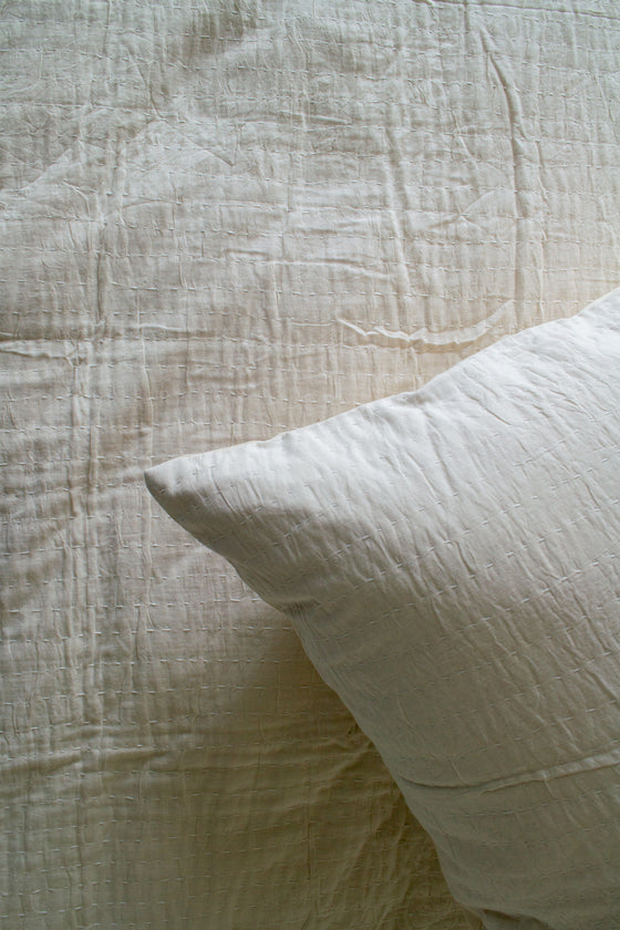 Kerala Kantha King Duvet Set - Cream