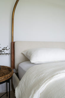  Lina Linen Queen Duvet Cover Set - Ivory