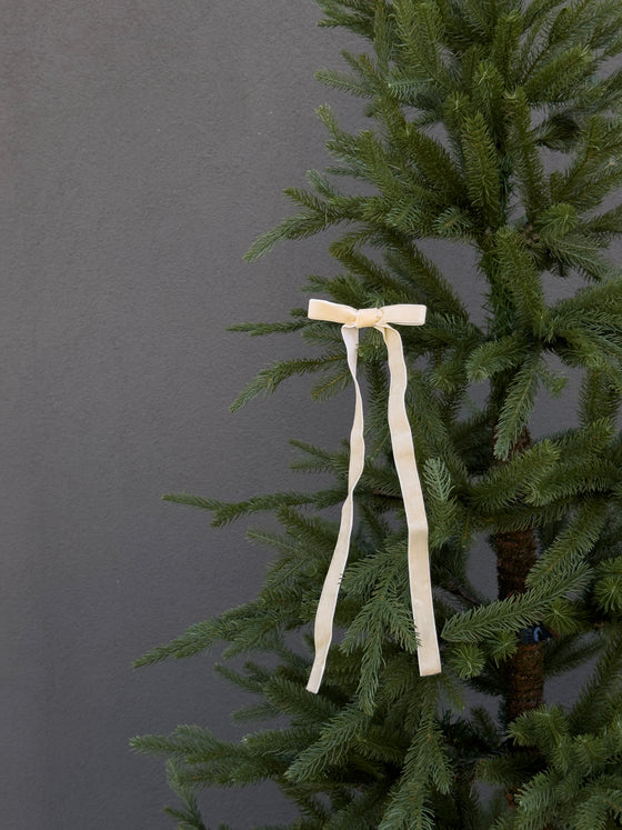 Velvet Bow Tree Clip - Cream