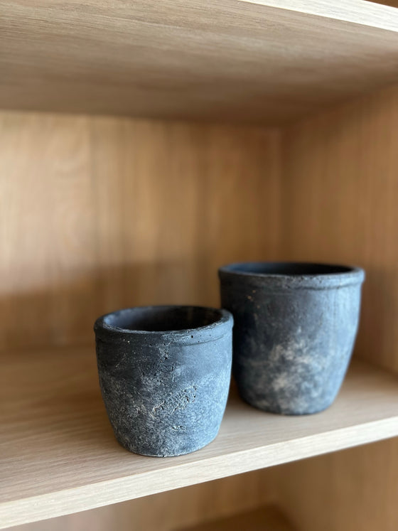Textured Black Cement Planter