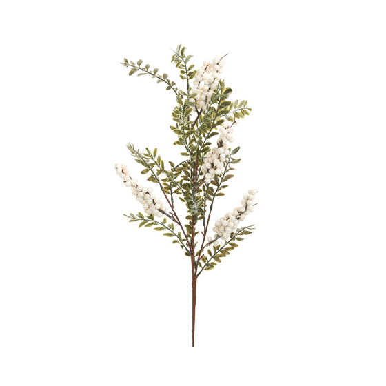 32" White & Green Berry Branch