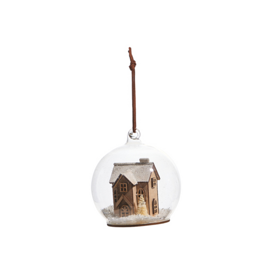 4" House Globe Ornament