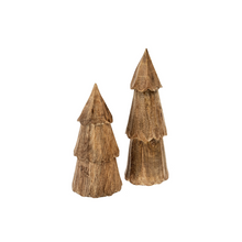  Carved Wooden Christmas Tree S/2