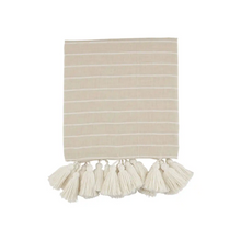  Stripe Tassel Throw - Taupe