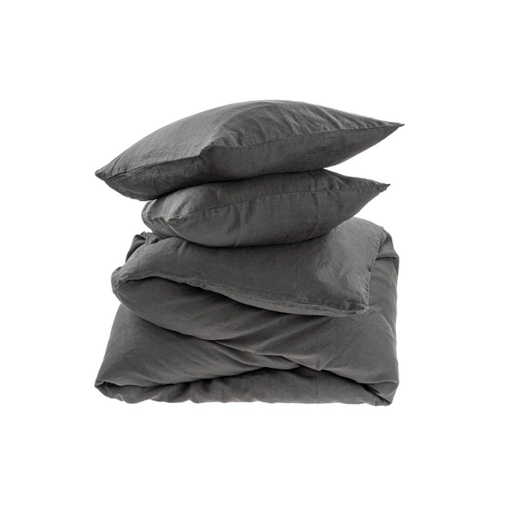 Reverie Linen Queen Duvet Set - Charcoal