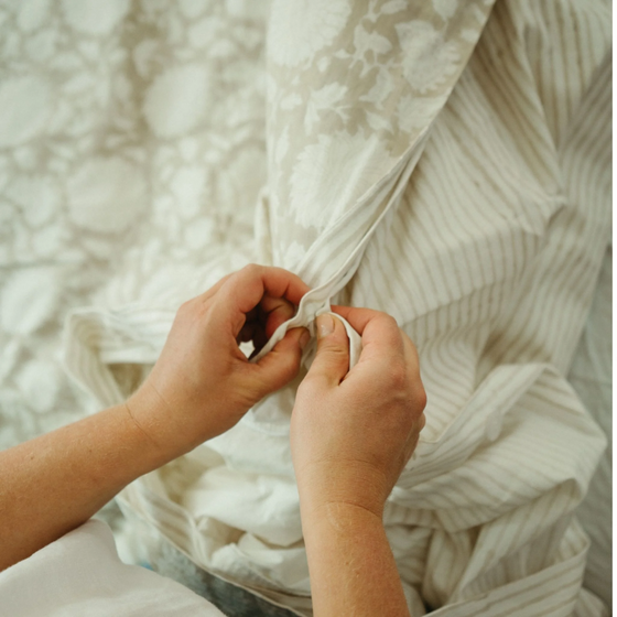 Maeve Block Print King Duvet Set - Sand