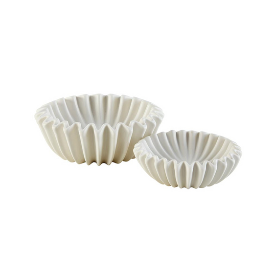White Fluted Bowls S/2