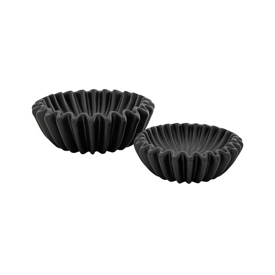 Black Fluted Bowls S/2