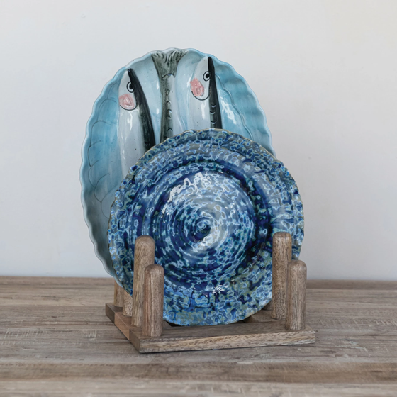 Mango Wood Plate Stand