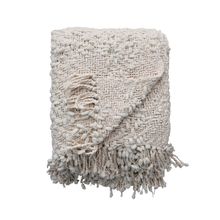 Cable Knit Fringe Throw - Natural