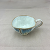 Stoneware Organic-Shaped Footed Mug - Cream/Blue
