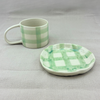 Grid Pattern Stoneware Mug - Green