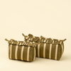 Block Print Stripe Pouch - Olive - Large