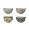 Floral Patterned Stoneware Bowl - Mauve