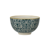 Floral Patterned Stoneware Bowl - Navy
