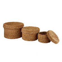  Seagrass Round Baskets with Lid