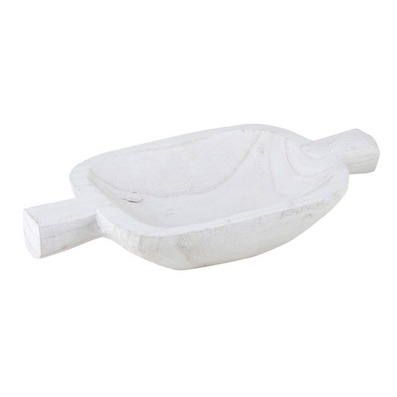 Paulownia Small Double Handle Bowl - White
