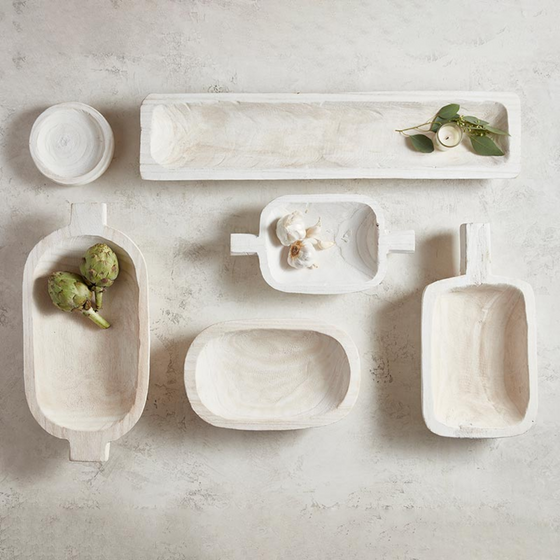 Paulownia Small Double Handle Bowl - White