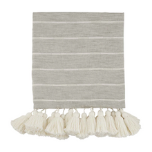  Stripe Tassel Throw - Grey