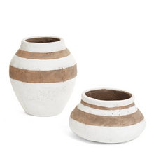  Cement Vases with Brown Stripe